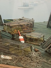 Lobster Shack Mid Century Photo Fishing Warf Dock FRAMED 23×20