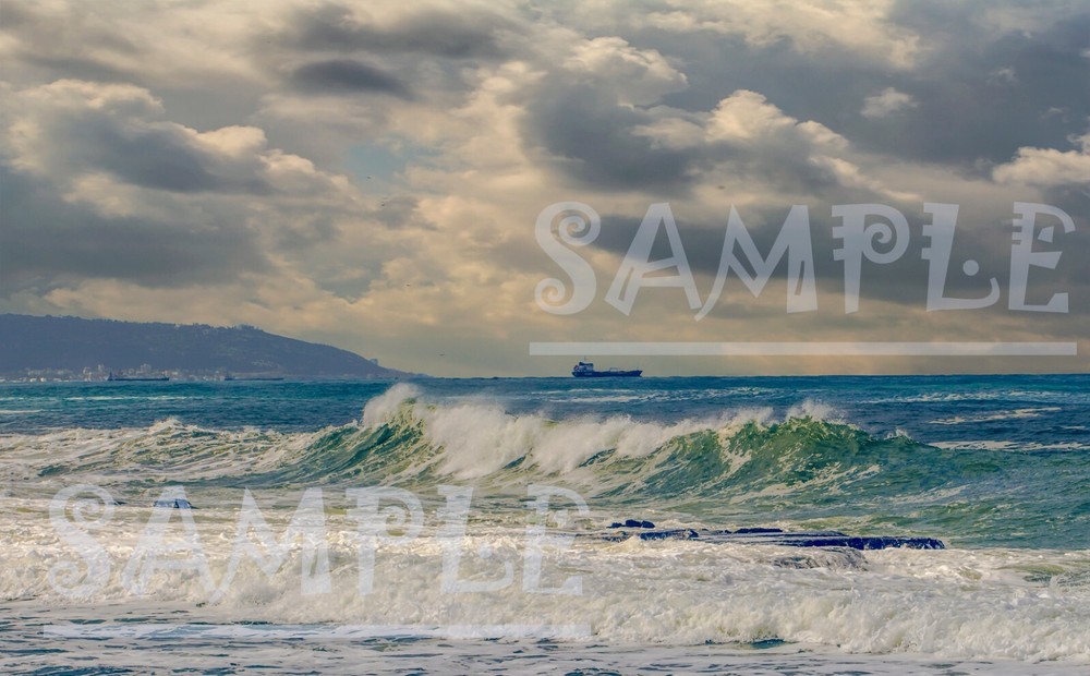 Mediterran Sea wave mountains sky clouds Maritime art Picture Photo Print