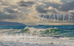 Mediterran Sea wave mountains sky clouds Maritime art Picture Photo Print