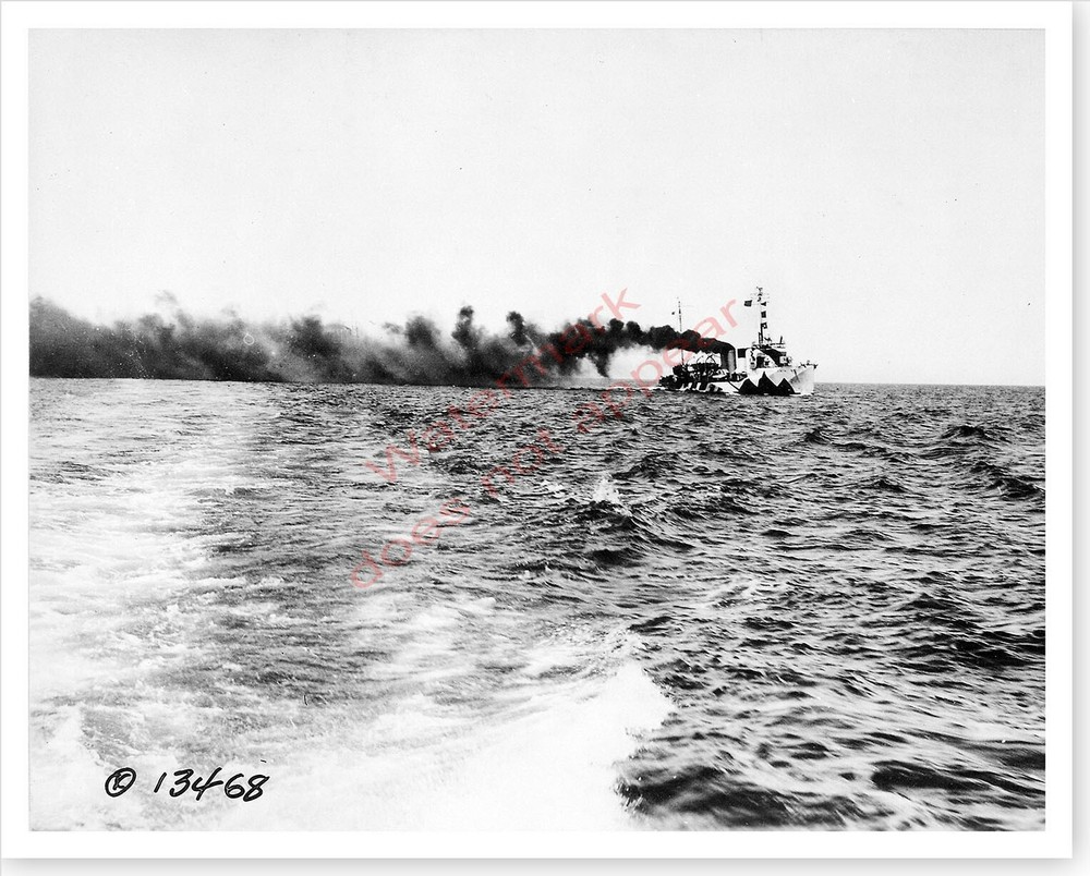 WWI US Navy USS Wadsworth DD-60 Laying Smoke Screen Silver Halide Photo