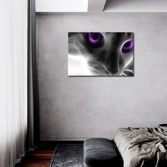Cat with Purple Eyes Wall Art Painting Pictures Print On Canvas Animal The Pi…