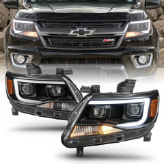 – for 2015-2022 Chevy Colorado Black LED Tube DRL Dual Projector Headlights Head