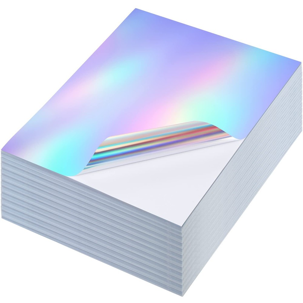 Sherr 120 Pcs Holographic Stickers Paper 8.5×11 Inch Printable Vinyl Glossy S…