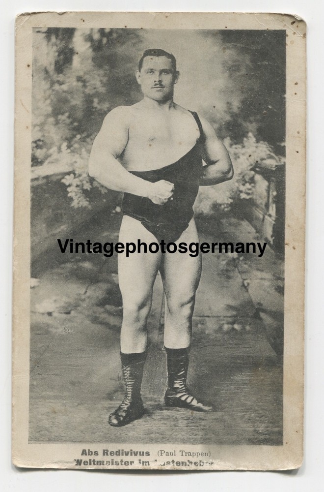 Z6899 Postcard 1915 Paul Bustard Muscles Strong Bodybuilding Strongest Man in the World