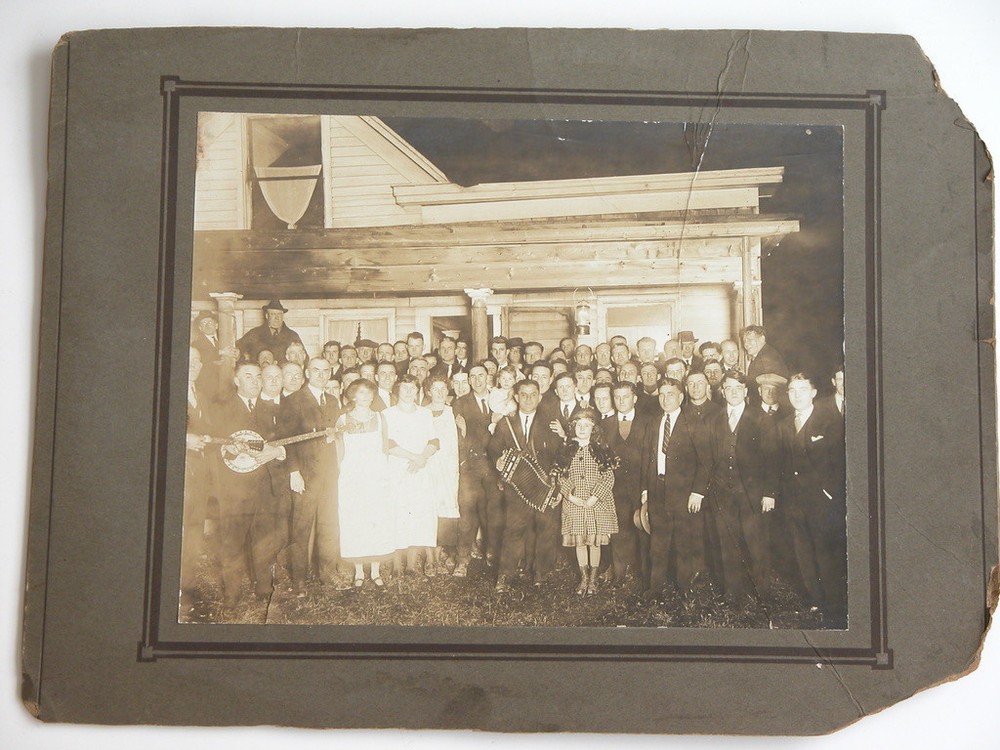 Vtg 1920s 30s B&W Sepia Photograph Family Portrait Banjo Accordion Utica NY Band