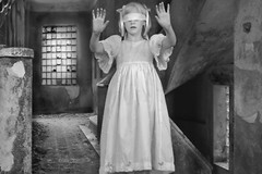 Fine Art B+W Photography Signed Ltd Edition Innocent Young Girl in Mortal Danger