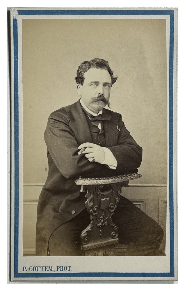 L’homme au ciga By Paul Coutem Vichy C1860 Photo Cdv Vintage Albumine Tirage