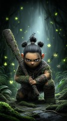 5 Forest Warrior – Digital Image Picture Phone Background AI Art, 5 images