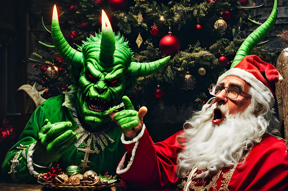 ART Photo Digital Product Collage Image Picture santa claus with the devil