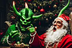 ART Photo Digital Product Collage Image Picture santa claus with the devil
