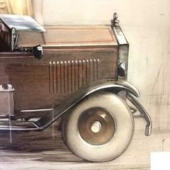 1930s Hand Tinted Photo Etching Engraving Girls Portrait Auto Car Bacon & Sons