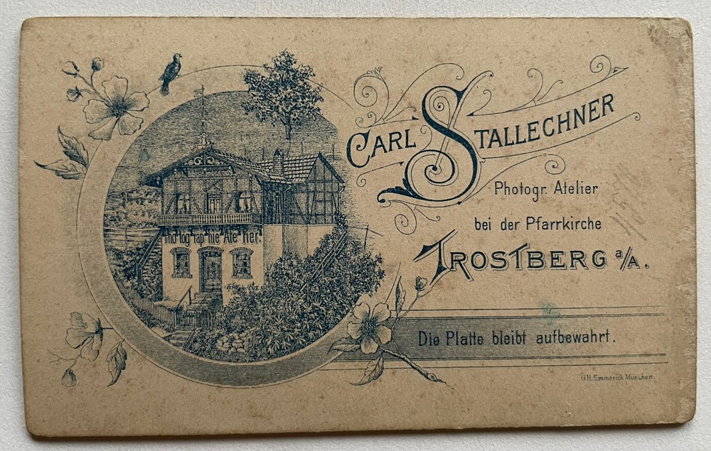 Photograph C. Stallechner, Trostberg, b.d. Parish Church, View Traunstein CDV