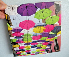 UMBRELLA HANGING UPSIDE DOWN COLORFUL CANVAS 8X8 photography wall art decor
