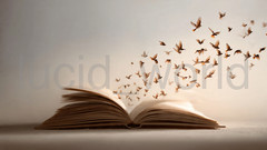 Surreal Open Book Birds Flying Out Wall Art Digital Download Fantasy Poster File