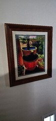 Wine Barrel Fountain High Quality Photograph Framed and Matted