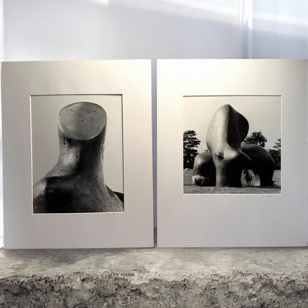 David Finn Signed Photo Pair Henry Moore «Sheep Piece» Silver Gelatin