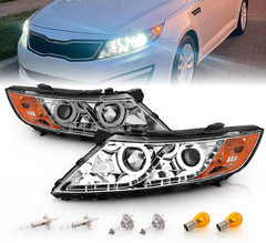 for 2011-2015 Kia Optima Halogen Model Xtreme LED Halo Rings Projector Chrome Re