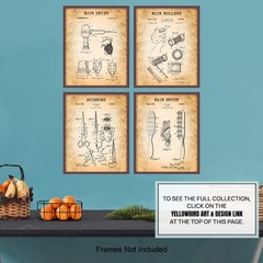 Beauty Salon Patent Art Prints – Vintage Wall Art Poster Set – Chic Rustic Ho…