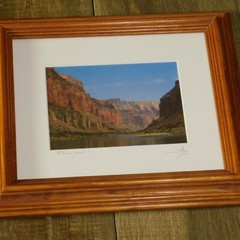 RIVER VIEW Framed and Matted Photograph Art Oak Frame 12.5 X 10.5