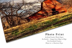 Country Photography Print – Rustic Red Barn in Oklahoma Wall Art Farmhouse Decor