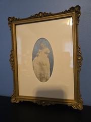 Vtg Victorian Baby Framed Cameo Picture Ornate Gold Syroco Style Frame