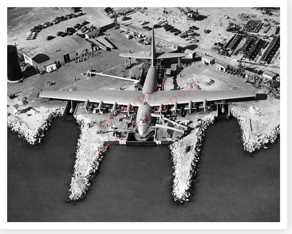 Spruce Goose Assembly In Graving Dock H-4 Flying Boat Silver Halide Photo