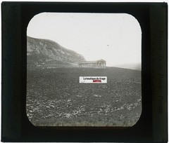 Temple Of Segesta, Sicily, Photo Glass Plaque, Black & White, Positive 8.5×10 Cm