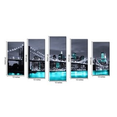 Kaloremore Black White and Blue Brooklyn Bridge Picture Canvas Prints New Yor…