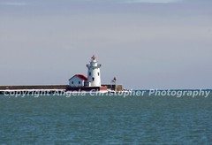 Original ACEO photo fine art print 2.5 x 3.5 in HARBOR BEACH LIGHTHOUSE Michigan