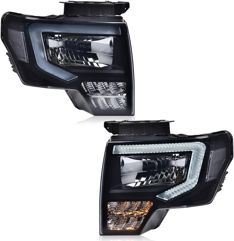 LED Tube Headlights Assembly Compatible with Ford F150 2009-2014 Pair Left & Rig
