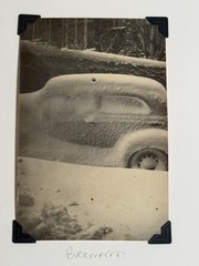 Vintage Found Photo Snow Covered Car Winter Vernacular Snapshot Automobile c1940