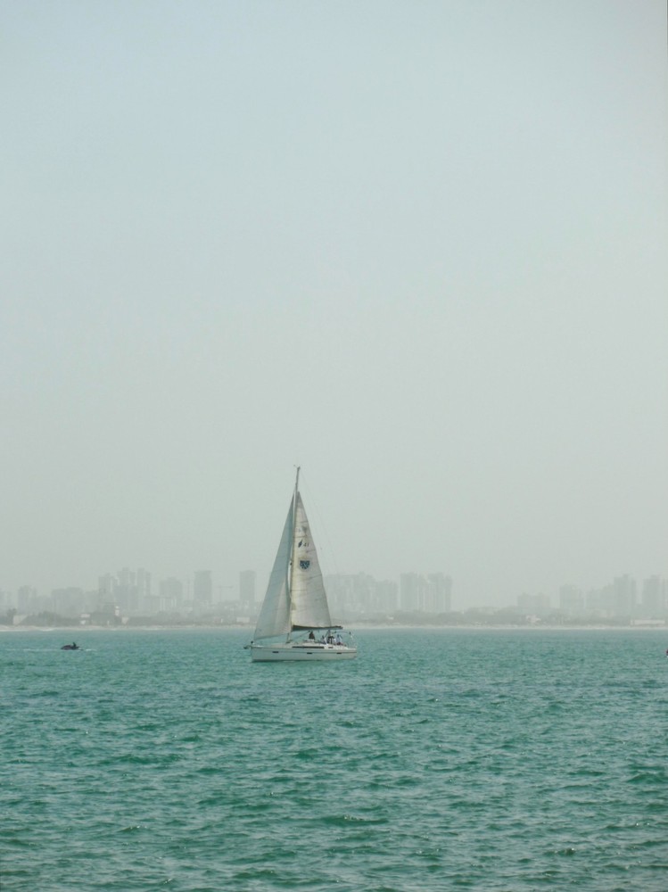 Minimal Sailboat Ocean Photography Wall Art Digital Download Blue