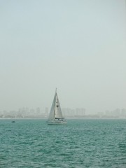 Minimal Sailboat Ocean Photography Wall Art Digital Download Blue
