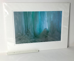 Fine Art Photograph Cascade in Aqua Frozen Waterfall Signed & Matted