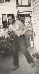 1940’s Vintage Photo Handsome Young Man Boxing Dog Beach Gay Interest Lot 12