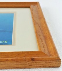 Vintage Solid Oak Frame w/ Art Photo Print Picture Hawaiian Ocean Scene Dolphins
