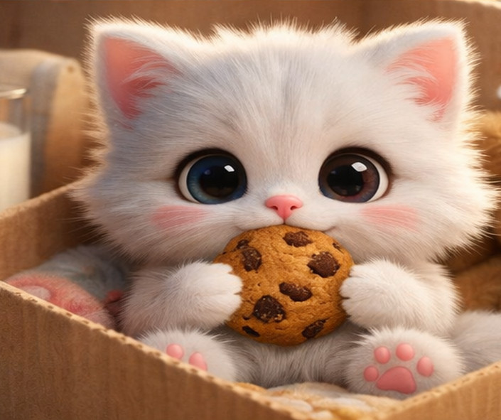 Digital Photo Cookie Kitty 🍪 Cute Fluffy Cat Background HD Wallpaper