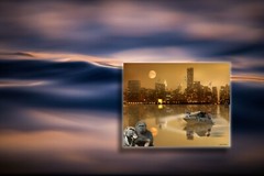 Beautiful composite photograph mounted on board. Ape escape. NOT AI.