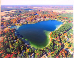 Johns Lake, Waushara Co., Mt. Morris, Wisc Overhead Aerial Photo. Frame Optional