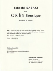 Photo Print Analog Takeshi Sasaki For GRES Boutique Fashion 1990 18X24cm