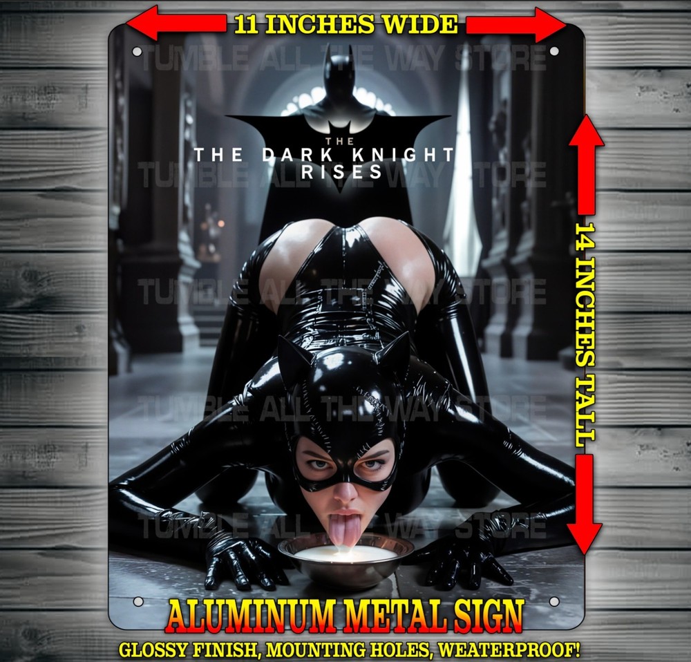 Sexy Catwoman and Batman The Dark Knight Rises Metal Sign Wall Art 14″ x 11″