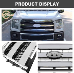 Front Bumper Upper Grille Compatible with 2015 2016 2017 Ford F150 F-150 Front M