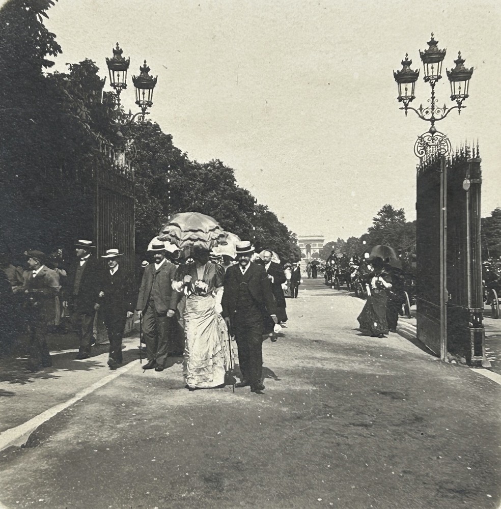 France Paris Entrance Bois de Boulogne c1900 Stereo Photo Vintage Tirage Original
