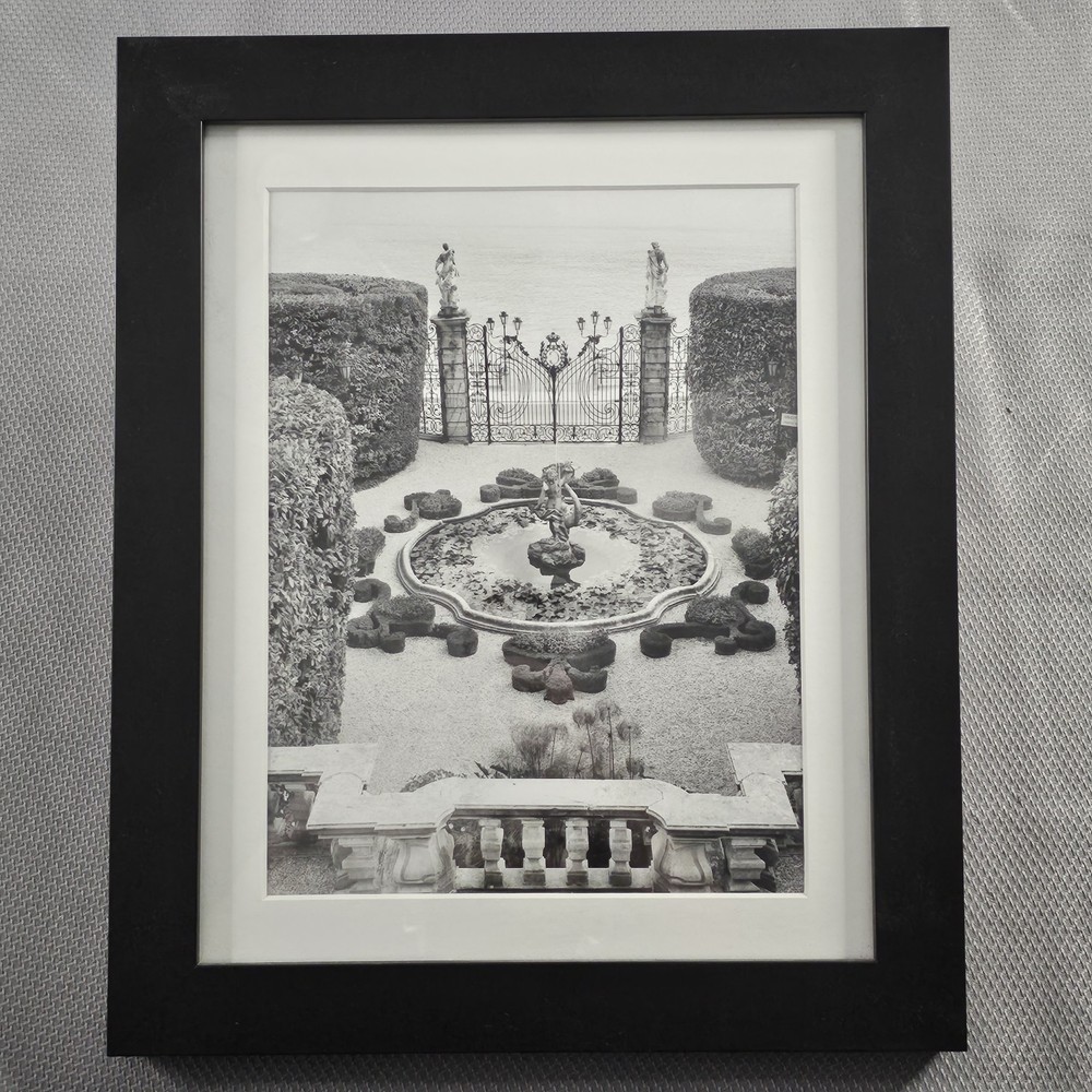Framed B&W Photo Print Mansion Garden Luxury Real Estate Office 11.8×14.1″ READ⬇