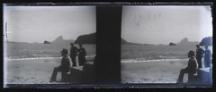 Asia Sea Exotic Vietnam? c1910 stereo negative record De Verre vintage n3