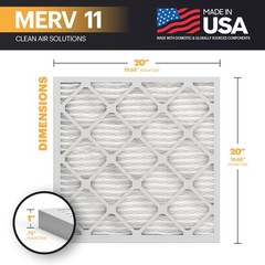BNX TruFilter 20x20x1 Air Filter MERV 11 (6-Pack) – MADE IN USA – Allergen De…