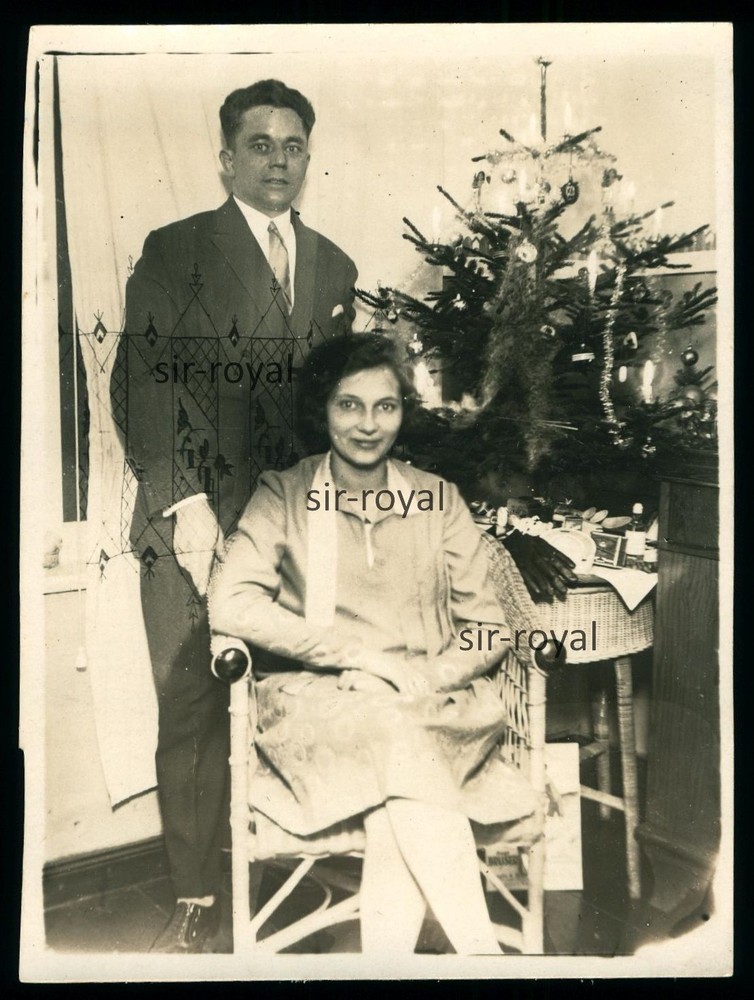 Doppelbelichtung – Weihnachten 1929 – Pärchen Geschenke – 1920er – Foto 9x12cm