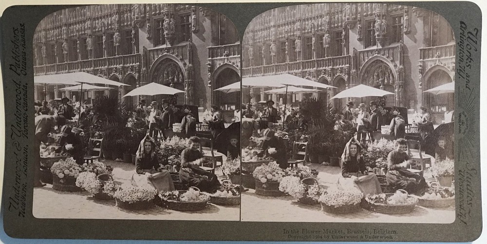 Brussels Market Of Blossoms Belgium Photography Stereo Vintage Analogue