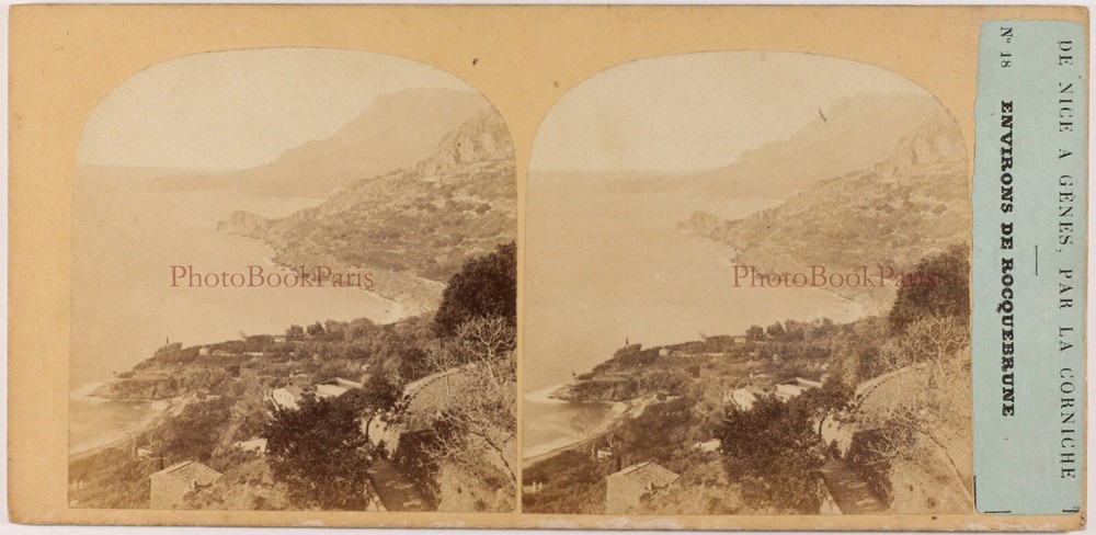 Surroundings Of Roquebrune Landscape Mediterranean c1858 Photo Stereo Albumin Vintage
