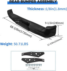 Rear Step Bumper Steel Compatible with 2005-2015 Toyota Tacoma Replacement for T